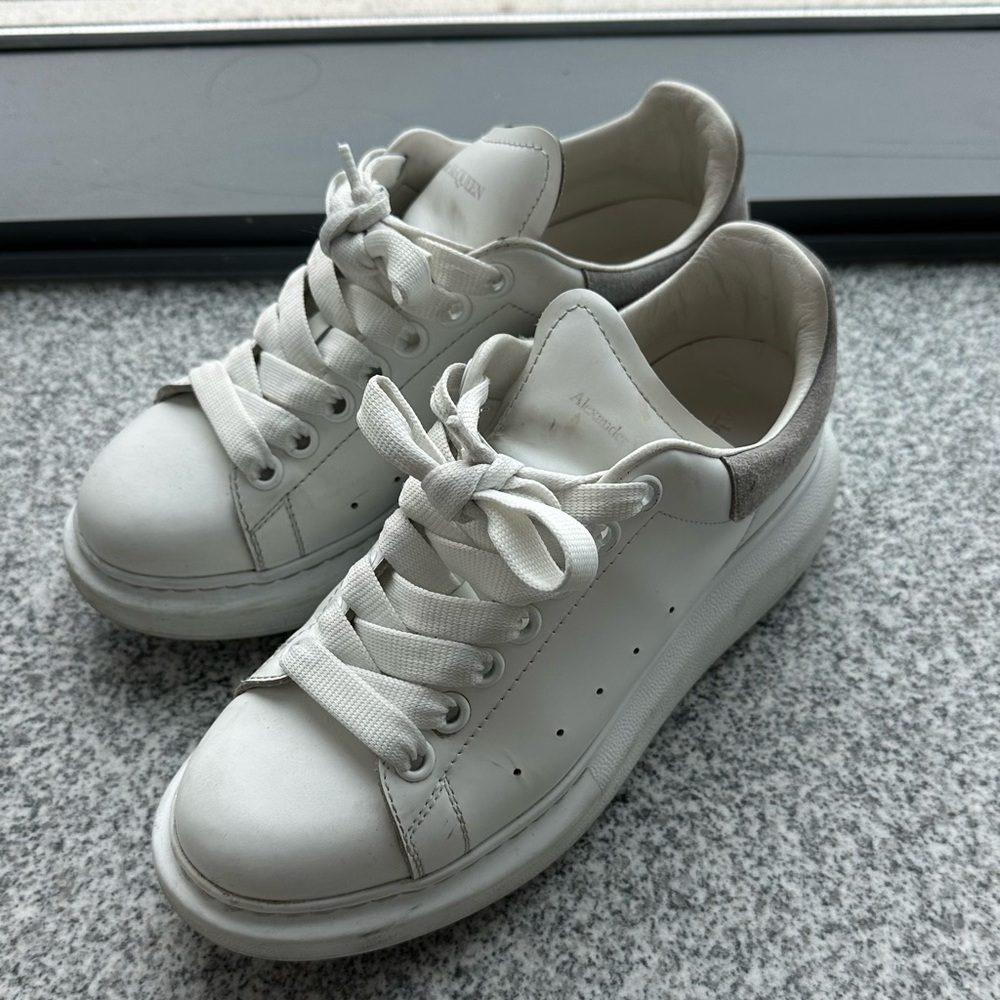 Alexander McQueen Sneakers - white leather and grey suede back.